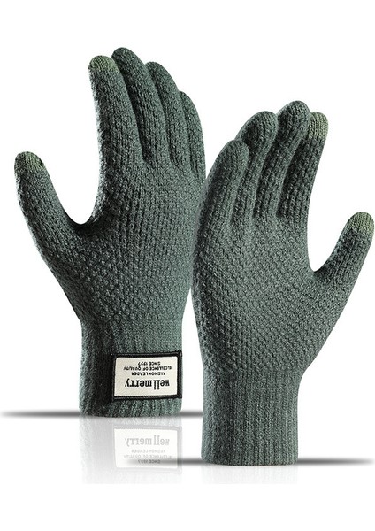 Warm Gloves Peluş Bisiklet Eldiveni Soğuk ve Rüzgar Geçirmez Dokunmatik Ekran Örme Eldiven (Yurt Dışından)