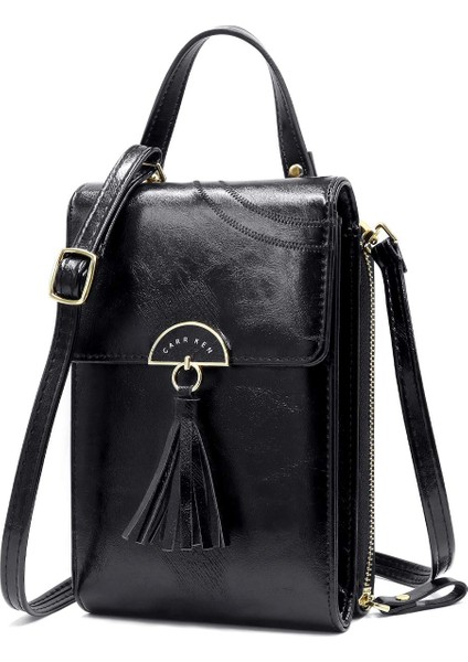Yeni Cep Telefonu Çantası Retro Mumlu Deri Omuz Çantası Püskül Crossbody Çanta (Yurt Dışından)