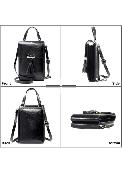 Yeni Cep Telefonu Çantası Retro Mumlu Deri Omuz Çantası Püskül Crossbody Çanta (Yurt Dışından)