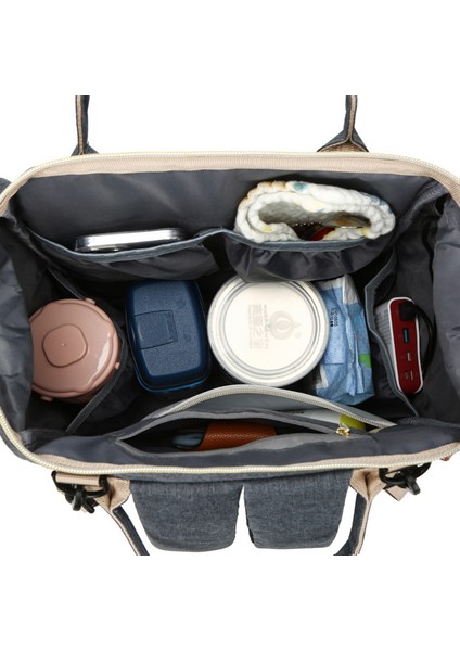 Büyük Kapasiteli Taşınabilir Anne ve Bebek Sırt Çantası Çok Bölmeli Şişe Bebek Bezi Çantası (Yurt Dışından)