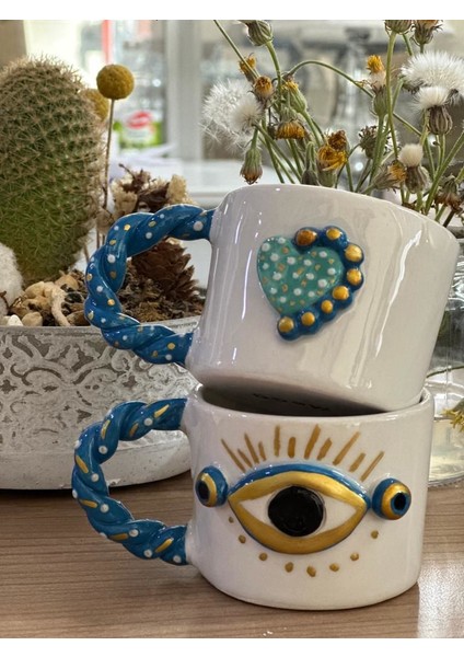 Burgu Kulp Gold Detay Altın Noktalı Kalpli Mug Kupa Fincan modelleri