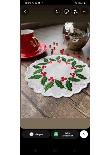 2'li Yılbaşı Özel Yaprak Desenli Sunum Kokteyl Peçetesi