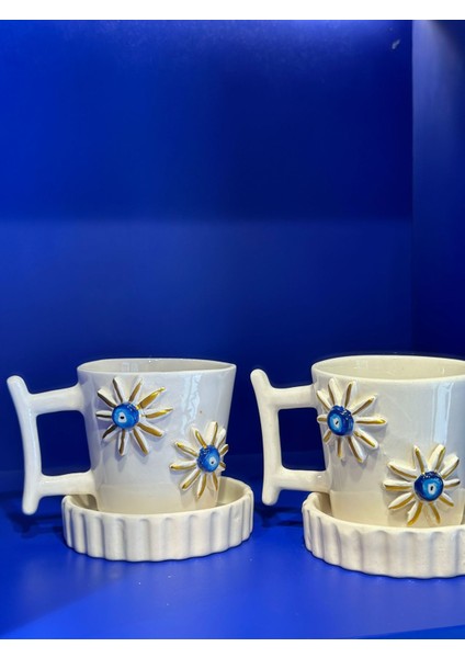 Altın Yaldız Papatya Nazar Fincan Mug