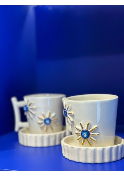 Altın Yaldız Papatya Nazar Fincan Mug fiyatları