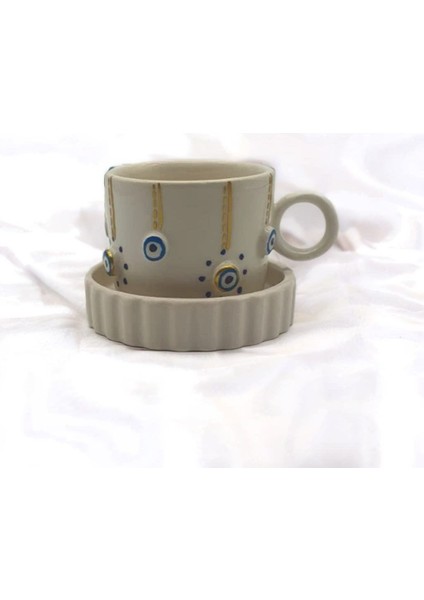 Altın Yaldız Çizgi Noktalı Nazar Fincan Mug fiyatları