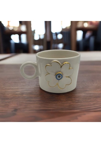 Altın Yaldızlı Nazar Boncuklu Yonca Fincan Mug fiyatları