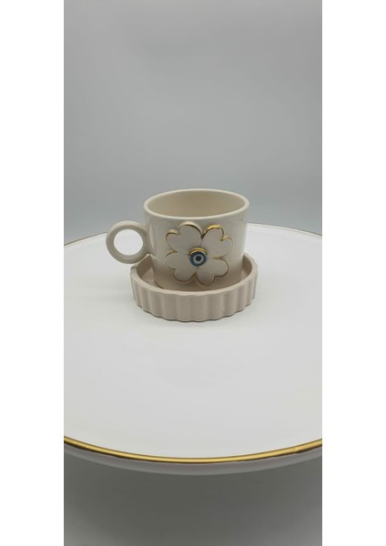 Altın Yaldızlı Nazar Boncuklu Yonca Fincan Mug indirimleri