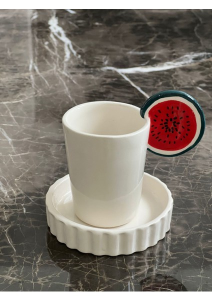 Karpuz Kulp Seramik Elyapımı Fincan