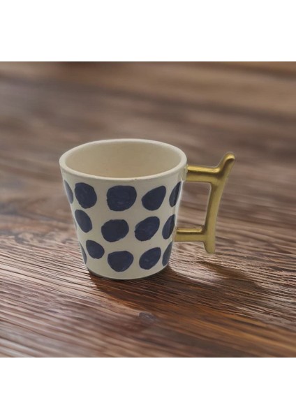 Altın Yaldız Lacivert Puantiyeli Fincan Mug modelleri