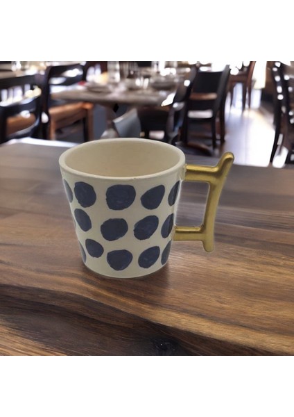 Altın Yaldız Lacivert Puantiyeli Fincan Mug indirimleri