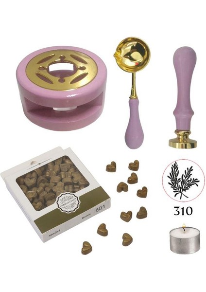 Davetiye Mum Mühürü Uygulama Seti Leylak Renk 310 Botanik Desen