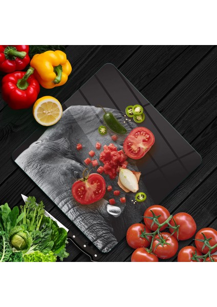 Cam Kesme Tahtası Kare Fil Desenli 30X30 cm fiyatları