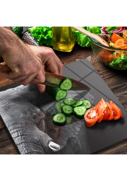 Cam Kesme Tahtası Kare Fil Desenli 30X30 cm modelleri