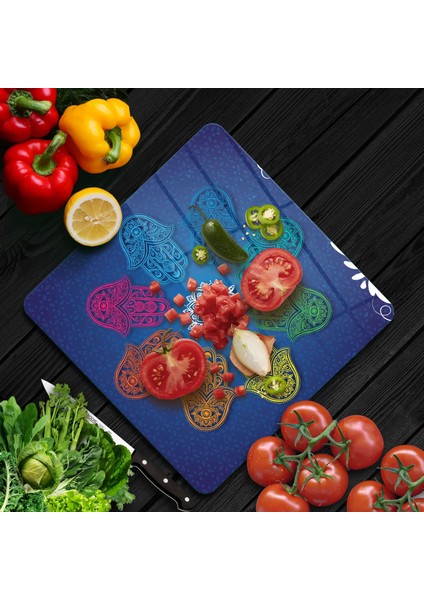 Cam Kesme Tahtası Kare Fatma Ana El Desenli 30X30 cm fiyatları