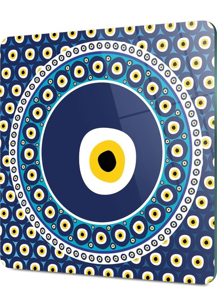 Cam Kesme Tahtası Kare Nazar Boncuğu Desenli 30X30 cm fırsatları