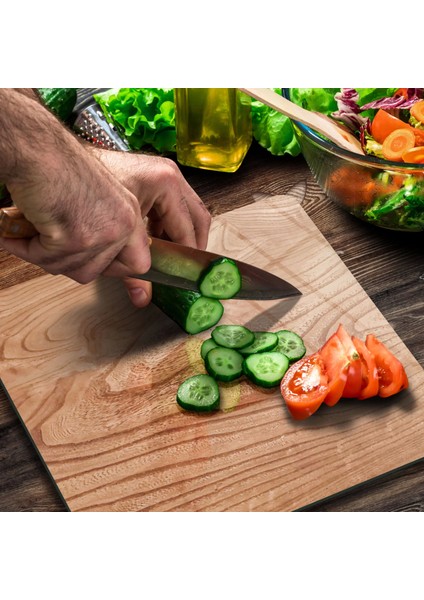 Cam Kesme Tahtası Kare Dalgalı Ahşap Desenli 30X30 cm modelleri