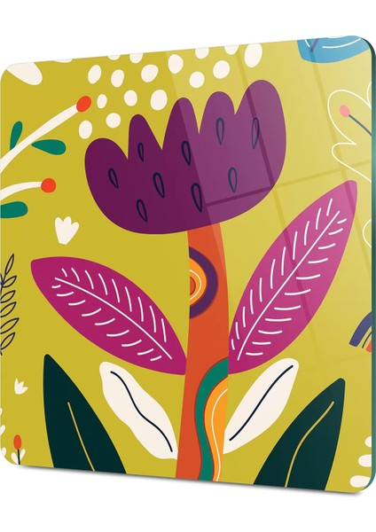 Cam Kesme Tahtası Kare Renkli Çiçek Desenli 30X30 cm fırsatları