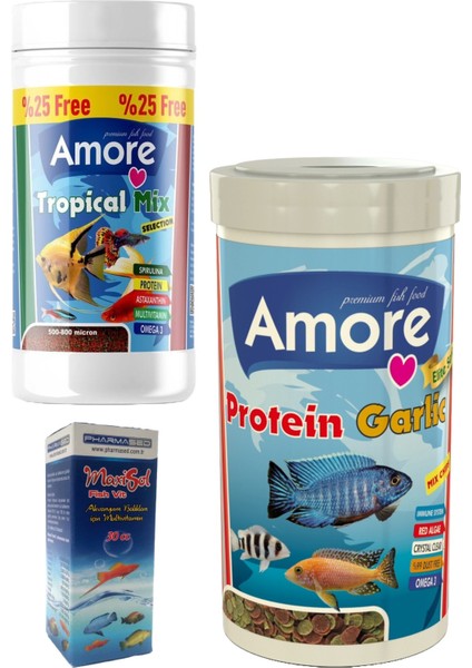 Tropical Mix Selection 125 ml Protein Garlic Karışık Balık Yemi Vitamin Tropikal Balık Yemi Seti