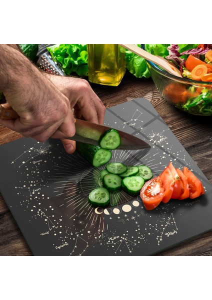 Cam Kesme Tahtası Kare My Kitchen Horoscope Desenli 30X30 cm modelleri