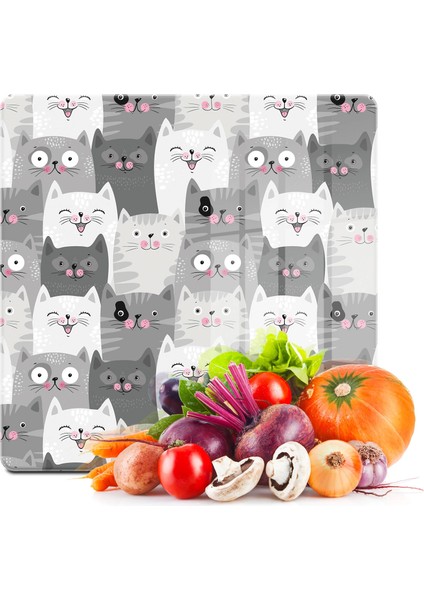 Cam Kesme Tahtası Kare Kity Cat Desenli 30X30 cm
