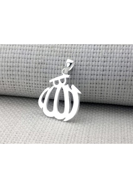 Allah Yazılı Büyük Boy Parlak 925 Ayar Gümüş Kolye Ucu