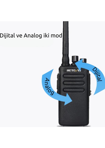 RT81 telsiz cihazı, geniş menzil, DMR dijital analog telsiz, IP67 su geçirmez, net ses, 2200 mAh taşınabilir telsiz, şantiye için, üretim (siyah, 2 adet)