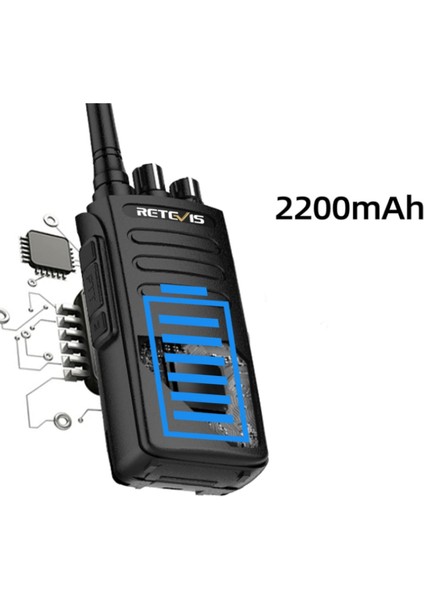RT81 telsiz cihazı, geniş menzil, DMR dijital analog telsiz, IP67 su geçirmez, net ses, 2200 mAh taşınabilir telsiz, şantiye için, üretim (siyah, 2 adet)