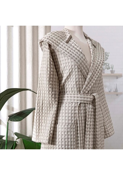 Casual Waffle Pamuk Bornoz Taş L/xl