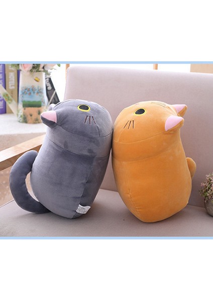 35CM Yumuşak Pamuklu Yastık Sevimli Kedi Bebek Peluş Oyuncak (Gri) (Yurt Dışından)