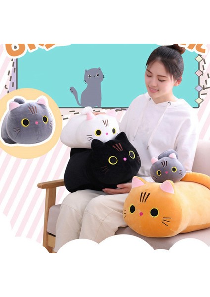 35CM Yumuşak Pamuklu Yastık Sevimli Kedi Bebek Peluş Oyuncak (Gri) (Yurt Dışından)