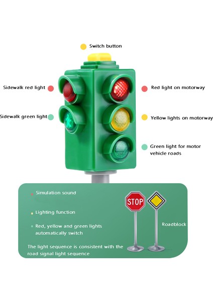 Sesli Mini Trafik Işaretleri Işık LED Çocuk Trafik Işığı Oyuncakları (Yurt Dışından)