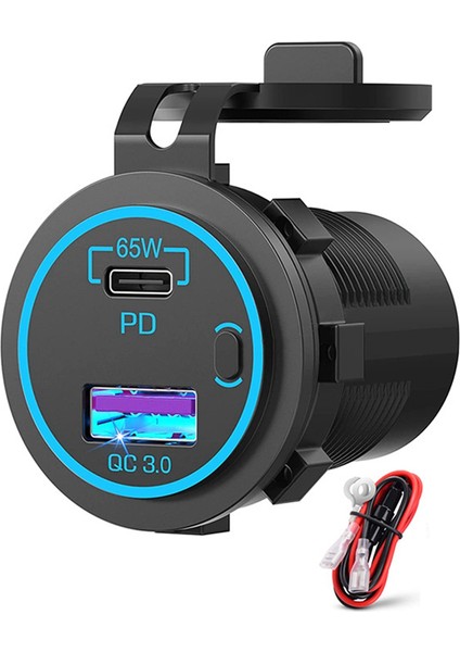 Dizüstü Bilgisayar Için 65W Pd 12V USB Çıkışı USB C Araç Şarj Soketi (Yurt Dışından)
