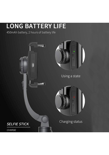 Ios Android Için Gimbal Selfie Çubuğu Katlanabilir Kablosuz Deklanşörlü (Yurt Dışından)