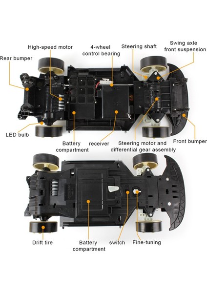 1:10 70KM / H 2.4g Rc Araba Drift Yarış Arabası 4WD Çift (Yurt Dışından)