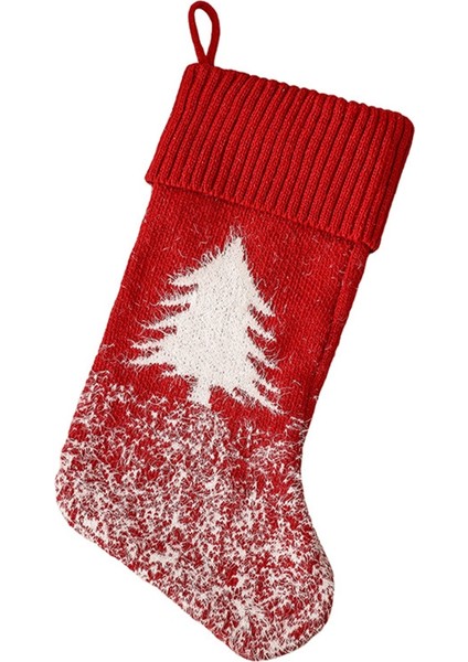 Kalın Örgü Noel Çorap Hediye Çantası Noel Baba Kardan Adam Geyik Çorap A (Yurt Dışından)