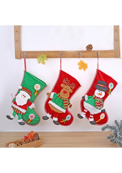 Noel Evi Yeni Yıl Için 3 Adet Noel Çorabı Şeker Hediye Çantası (Yurt Dışından) modelleri