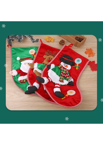 Noel Evi Yeni Yıl Için 3 Adet Noel Çorabı Şeker Hediye Çantası (Yurt Dışından) fırsatları