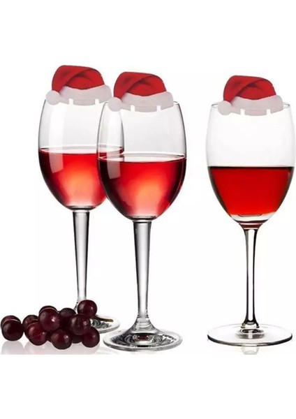 30PCS Noel Kupası Kartı Noel Baba Şapkası Şarap Cam Dekor Süsler (Yurt Dışından) fiyatları
