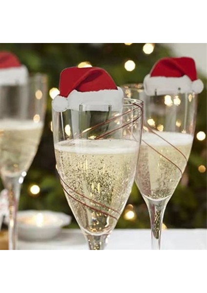 30PCS Noel Kupası Kartı Noel Baba Şapkası Şarap Cam Dekor Süsler (Yurt Dışından) modelleri