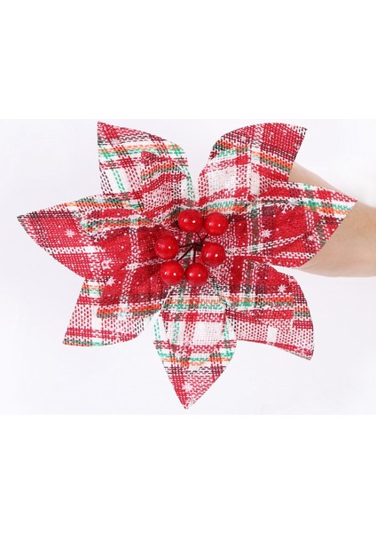 3 Adet Noel Kırmızı Çiçek Kafes Çiçek Noel Ağacı Kolye Parti (Yurt Dışından)