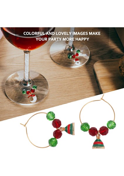 Pc Noel Cam Süsler Kadeh Içecekler Için Noel Şarap Yüzüğü (Yurt Dışından) modelleri
