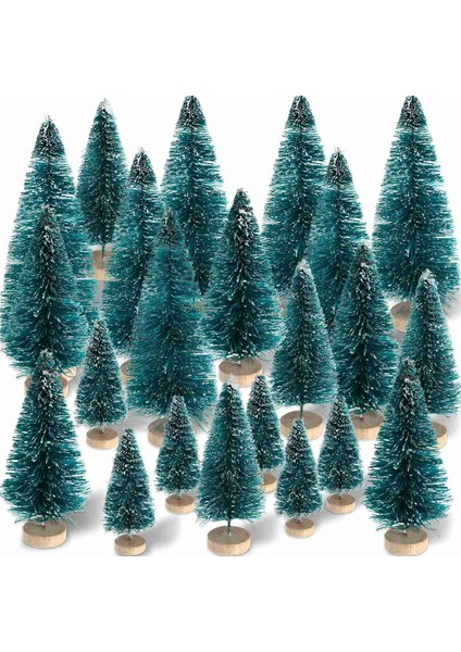 60 Parça Mini Sisal Kar Buzlu Ağaçlar Ahşap Tabanlı Kış Çamı (Yurt Dışından)