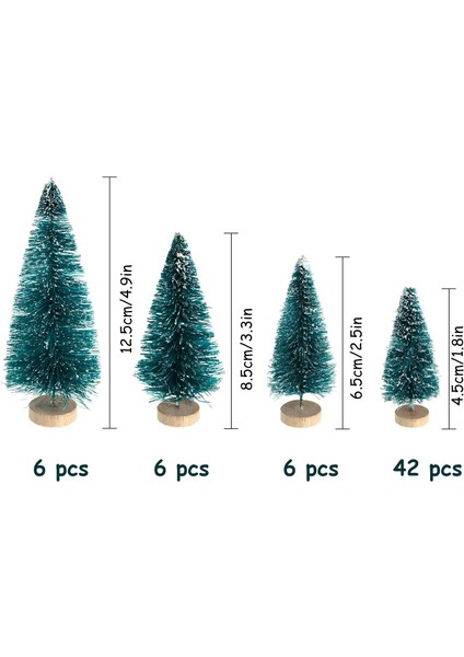 60 Parça Mini Sisal Kar Buzlu Ağaçlar Ahşap Tabanlı Kış Çamı (Yurt Dışından) fiyatları