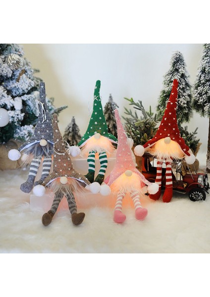 Noel Ağacı LED Avize, Pencere Süslemesi, Noel Baba Pembesi (Yurt Dışından)
