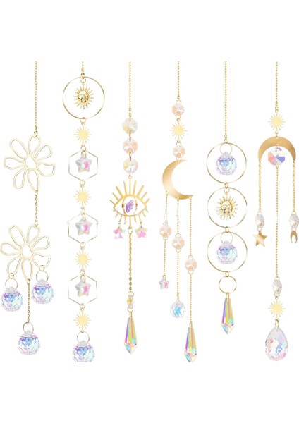 6'lı Paket Suncatcher Kristal Güneş Yakalayıcı Kristal Sarkıt Aydınlatma (Yurt Dışından)