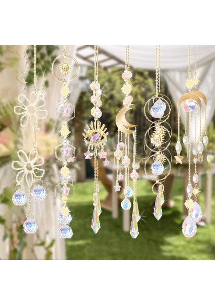 6'lı Paket Suncatcher Kristal Güneş Yakalayıcı Kristal Sarkıt Aydınlatma (Yurt Dışından)