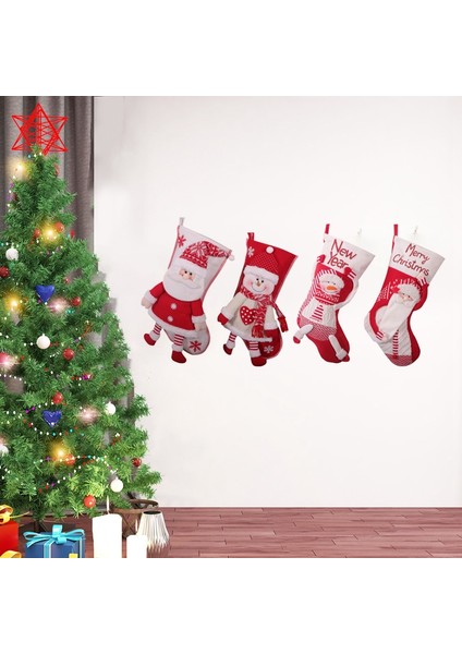 4'lü Noel Çorabı, Noel Şömine Çorabı Şeker Hediye Çantası (Yurt Dışından) fiyatları