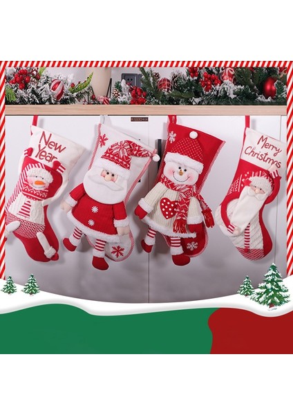 4'lü Noel Çorabı, Noel Şömine Çorabı Şeker Hediye Çantası (Yurt Dışından) modelleri