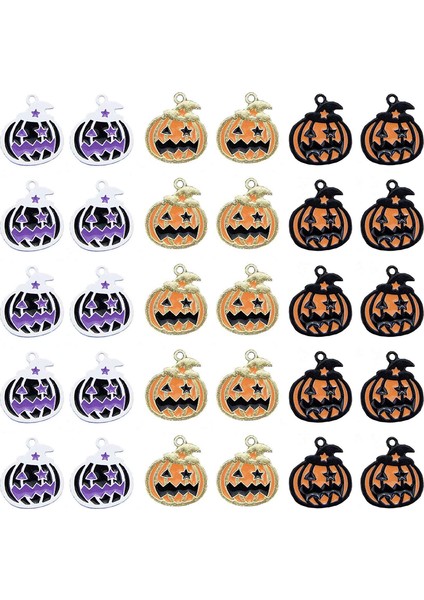 30 Pcs Cadılar Bayramı Charm Kolye Çeşitli Altın Siyah Beyaz Kaplama (Yurt Dışından)