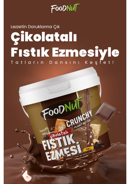 Çikolatalı Fıstık Ezmesi 1 kg - Çikolata Parçacıklı Fıstık Ezmesi